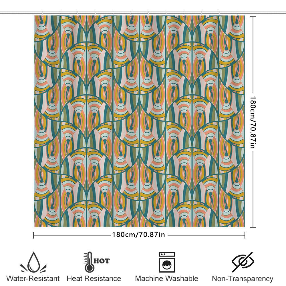 Bright Peacock Feathers Shower Curtain Green, Orange Yellow Pattern Decorative Water-Resistant Bath Rug Set For Bathroom Decorat