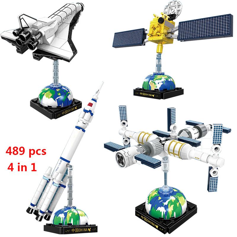 Space Shuttle Launch Center Lunar Lander Model Building Blocks Spaceship Spaceport Figure Rocket Bricks Construction Toys