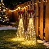 Pathway Stake Lights for Yard Solar Powered Christmas Garden Light, Outdoor Metal Easy Install Lawn Stakes Star Snowflake Waterfall String Lamp,