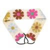 Elegant Crochet Flower Head Scarf Wide Hairband for Women Teens Girl Elastic Headwrap for Music Festival Travel Props