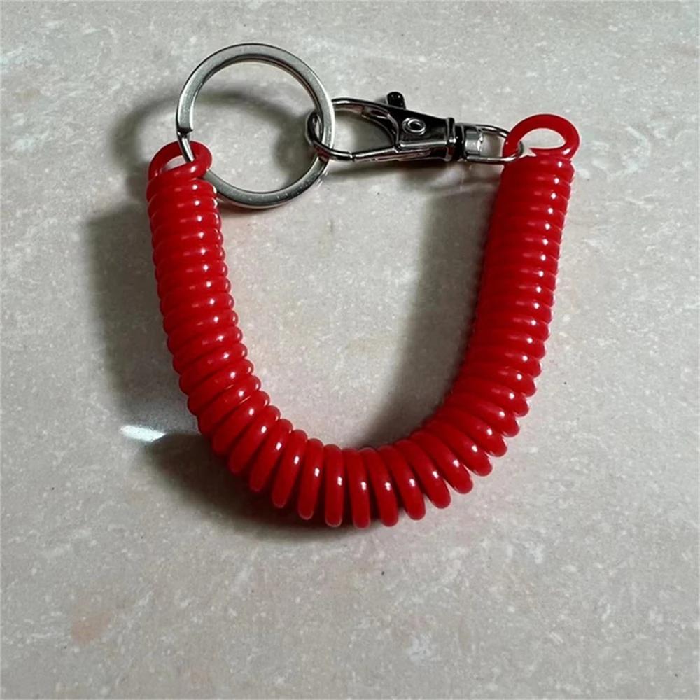 Colourful Retractable Spring Coil Keychain Anti-Lost Stretch Cord Safety Keyring With Metal Lobster Clasp For Girls Phone Wallet