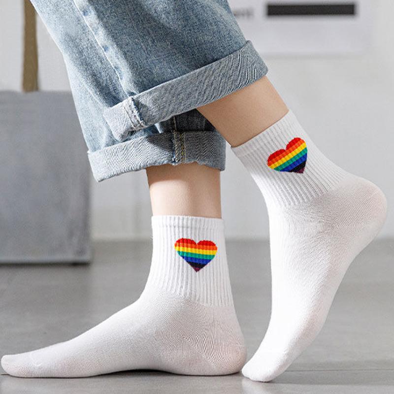 10 Paar Sommersocken für Damen, süße weiße kurze Socken mit japanischem Studenten-Cartoon-Aufdruck