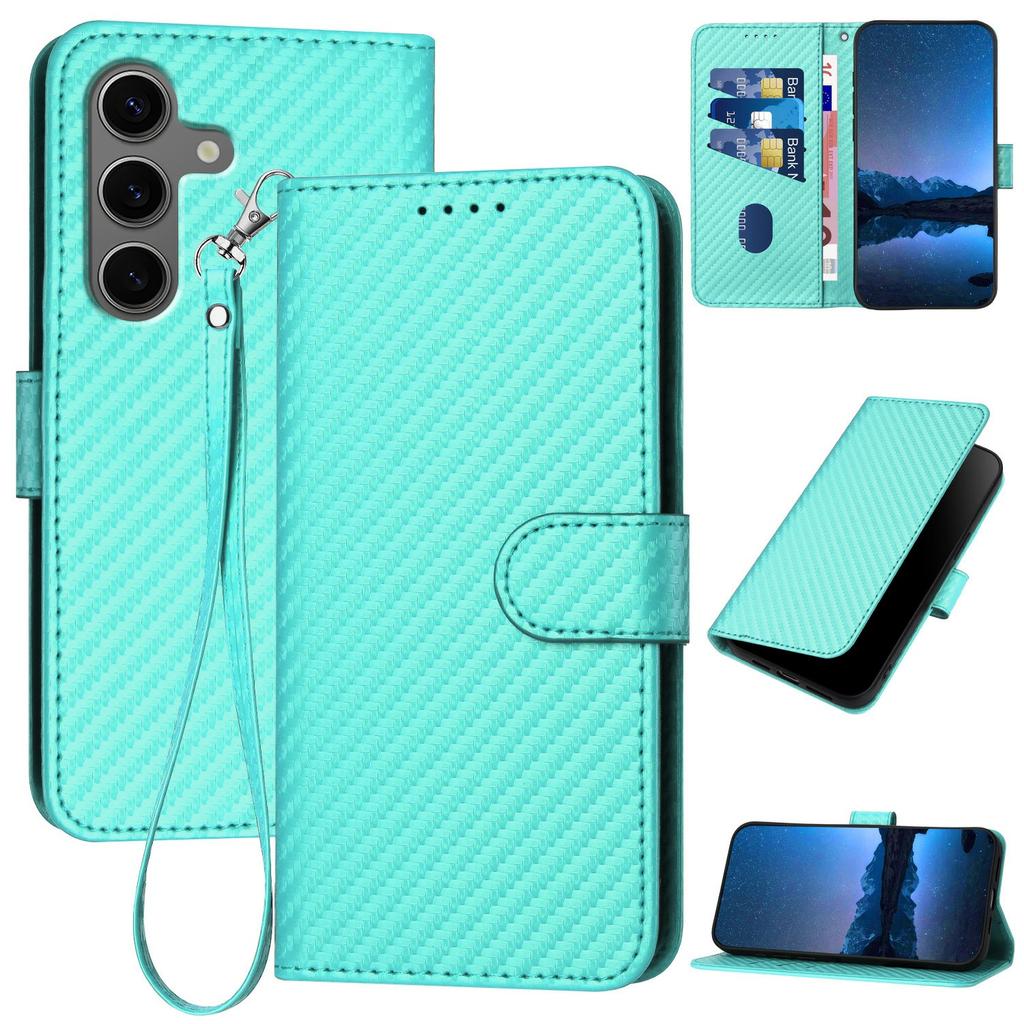 YX0070 For Samsung Galaxy S25+ Wallet Case Carbon Fiber Texture Leather Cell Accessories Phone Cover