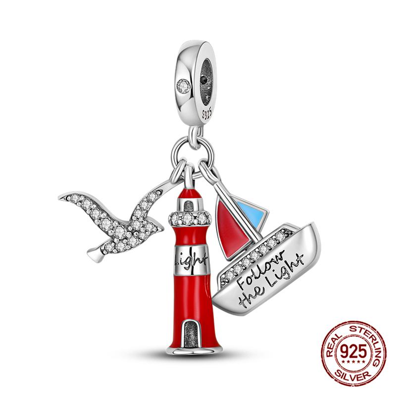 100% Genuine 925 Sterling Silver Ocean Collection Seashell Turtle and Heels Charm Beaded for Original  Bracelet Bracelet