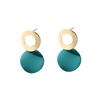 Orecchini pendenti geometrici coreani color verde a forma di fiore per donna petali rotondi a cuore foglia metallo brincos gioielli da matrimonio festa regalo