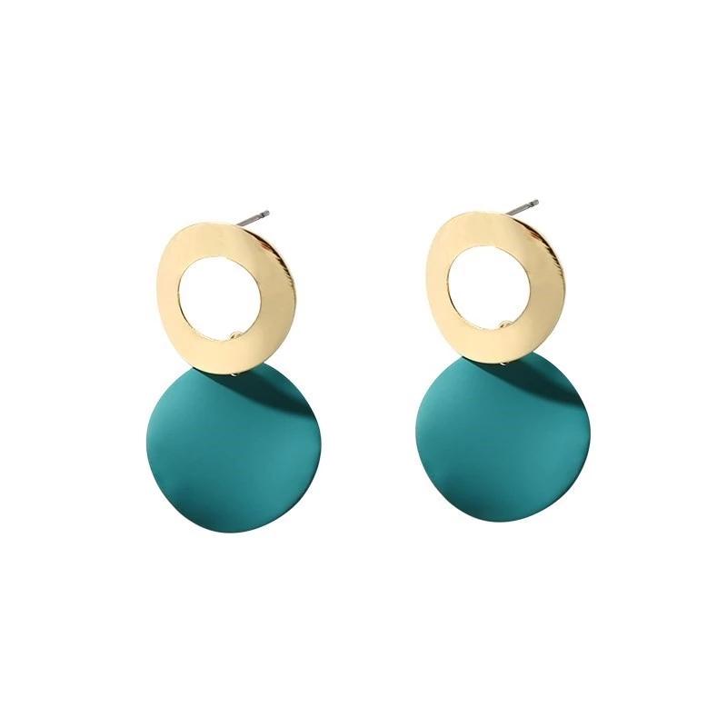 Orecchini pendenti geometrici coreani color verde a forma di fiore per donna petali rotondi a cuore foglia metallo brincos gioielli da matrimonio festa regalo