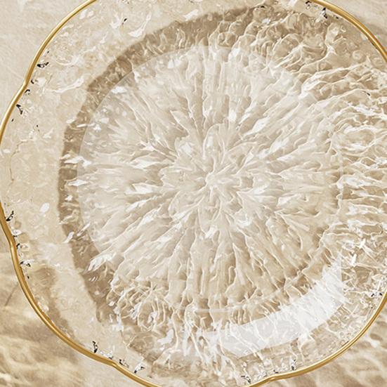 Clear Plastic Serving Bowl, Modern Fruit Bowl with Gold Rim, Multi-use Decorative Snack Bowl for Counter Home Decoration, Kitchen Dining Room Table