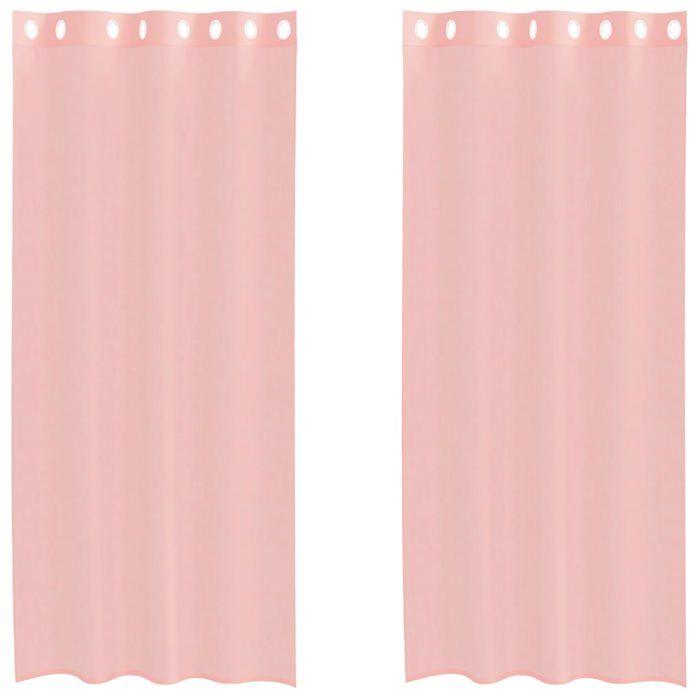 VidaXL Rideaux en voile avec œillets 2 pcs rose 140x225 cm, rideau en filet, rideau transparent, voile de fenêtre, 4102097