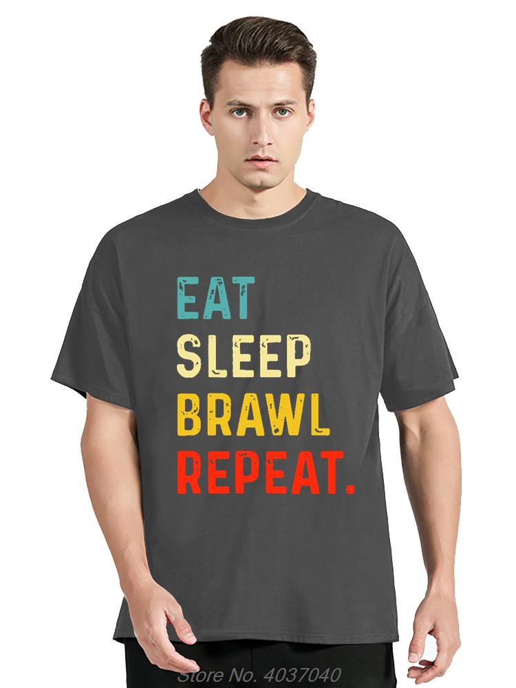 Funny Eat Sleep Brawl Repeat Gamer Graphic Tshirts Unisex Fashion Casual Tshirt Fashion Clothes Streetwear Loose Oversized T Shirt