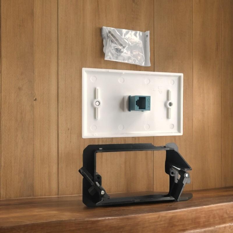 Ethernet Wall Plate Female Pass Through Outlet Panel for Networks Connectors Single/Double Port TV Cable Wall Plate