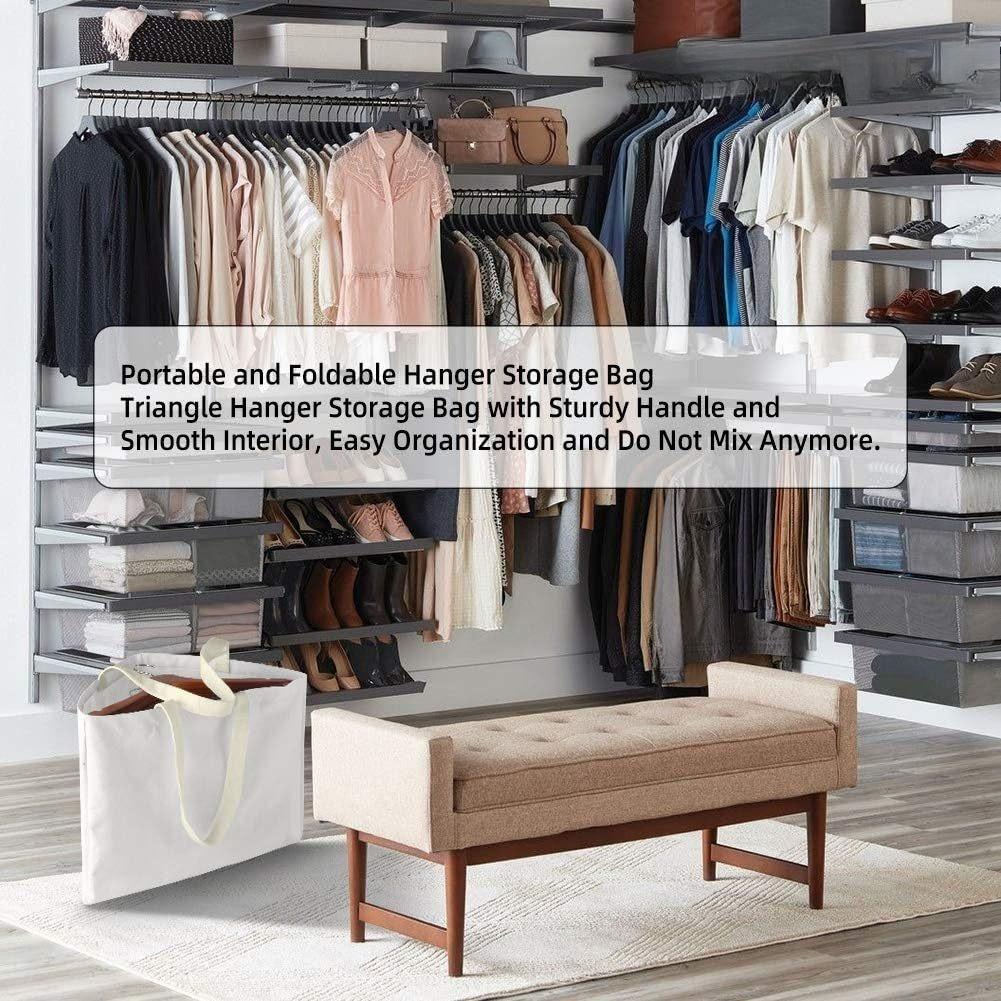 1pc Space-Saving Durable Canvas Space-Saving Triangular Hanger Storage Bag with Handles|Wardrobe, Laundry&Drying Rack Organizer