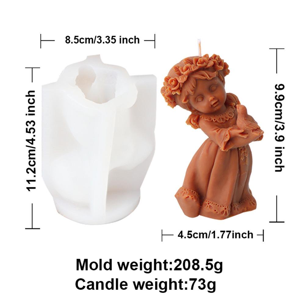 3D Rose Ring Angel Candle Silicone Mold Face Support Prayer Girl Aromatherapy Candle Gypsum DIY Wedding Decoration Gift