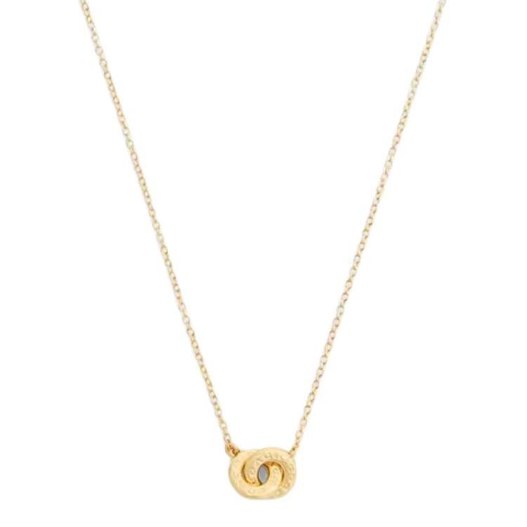 Coach Round Ring Inlaid Design Copper Necklace Women necklace Gold CEM30_GLD F,Gold