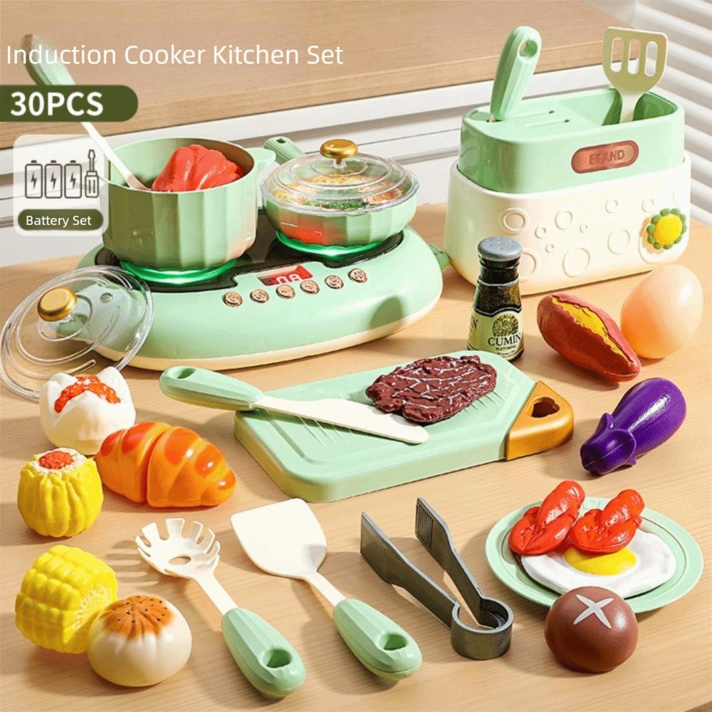 Induction Cooker Toy Kitchenette Playhouse Set Real Cook Play House Set  Birthday Gifts Style 1