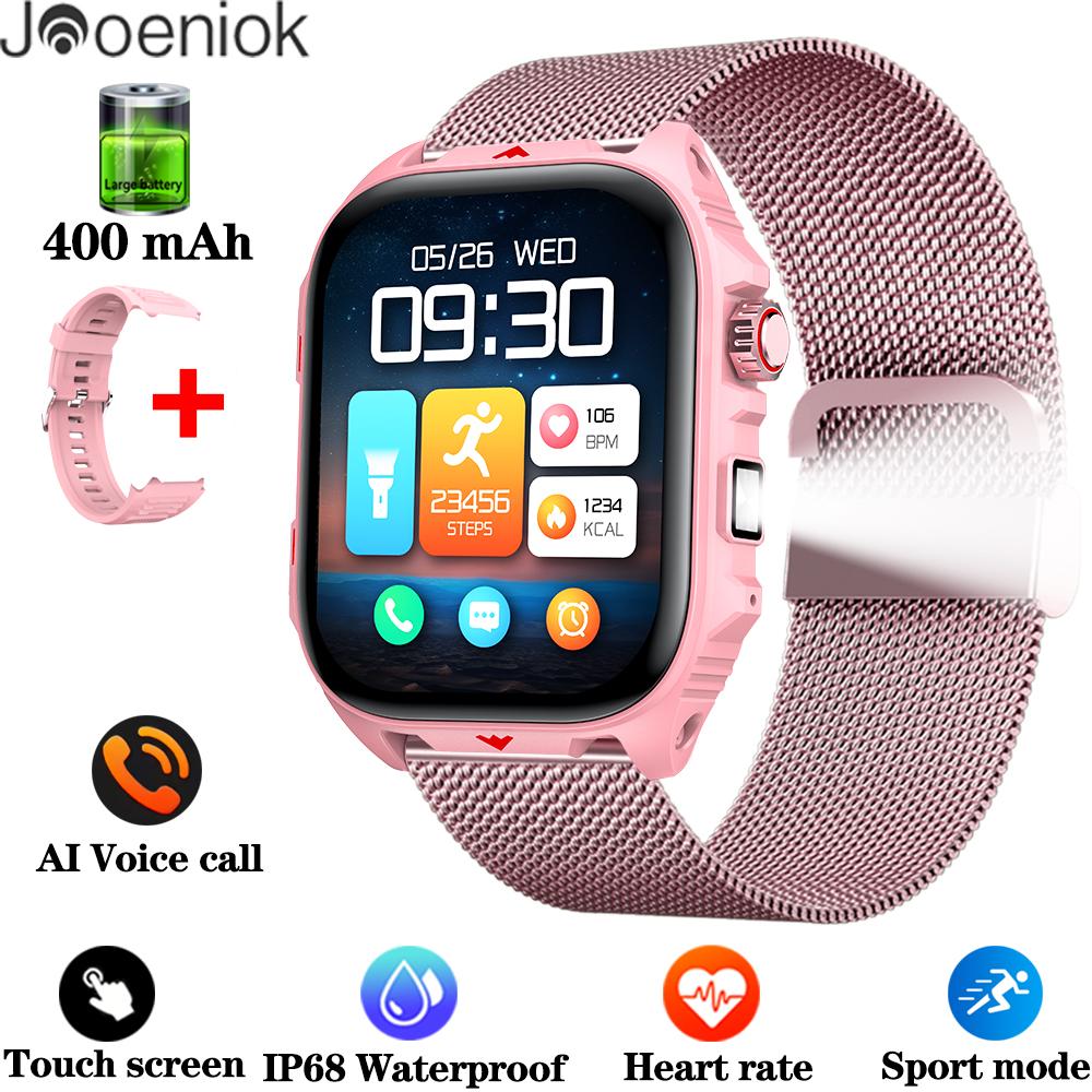 New Smart Watch Men 2.0" HD Screen LED Flashlight 400mAh Large Battery Heart Rate Outdoor Sport Waterproof BT Call Smartwatch