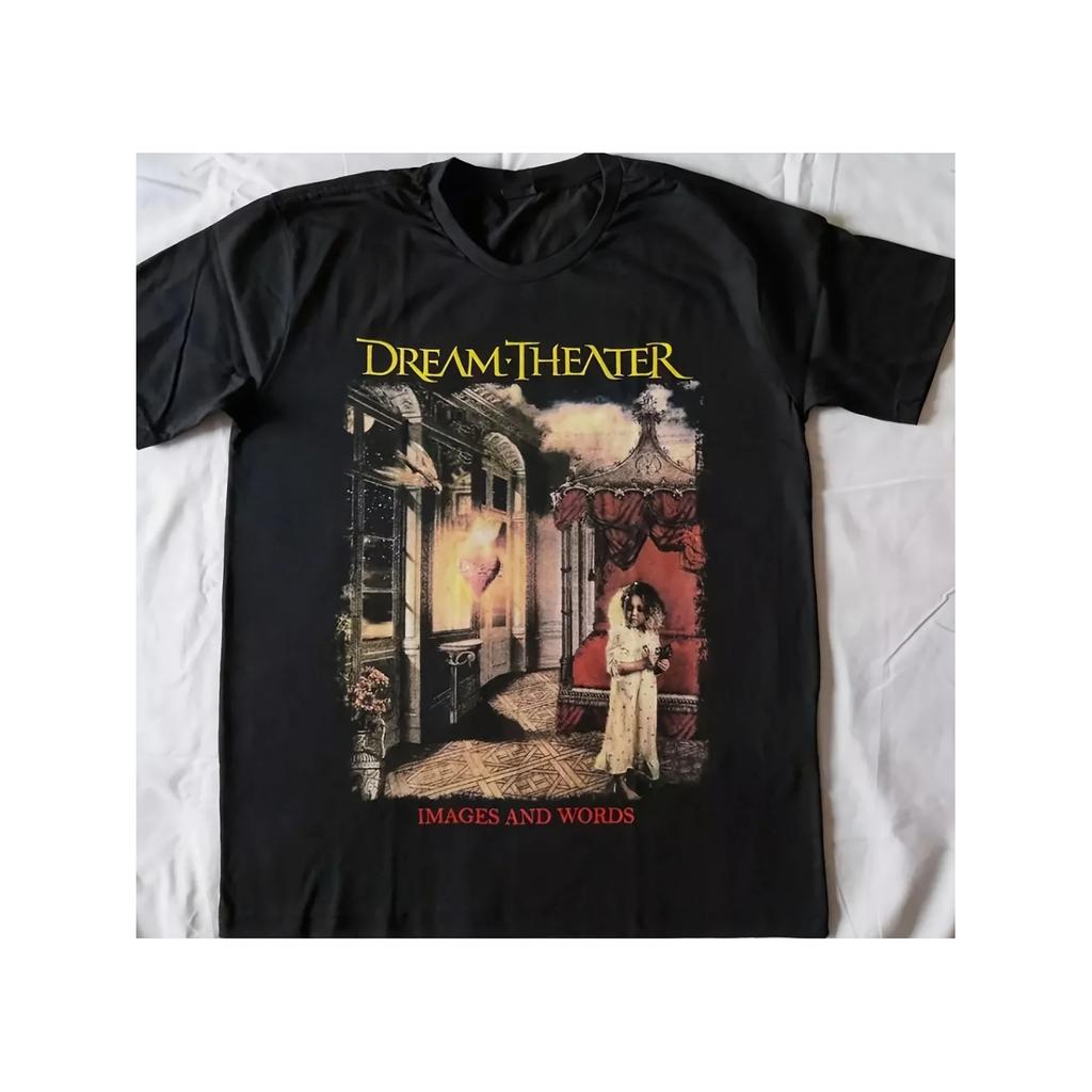 T-shirt Nera da Uomo Dream Theater Band, Abbigliamento Casual Stampato Unico, Top Comodo per Tutti i Giorni _ T-shirt con Fantasia Retro