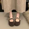Gentle Velvet Mary Jane Shoes for Women's Autumn and Winter New Niche Suede Single Shoes with Skirts and Fluffy Shoes