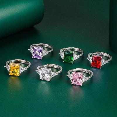 Übertriebener Prinzessin-eckiger Diamant-Damen-Geometrischer Dreieck-Offener Ring - Verlobungs- & Eheschmuck