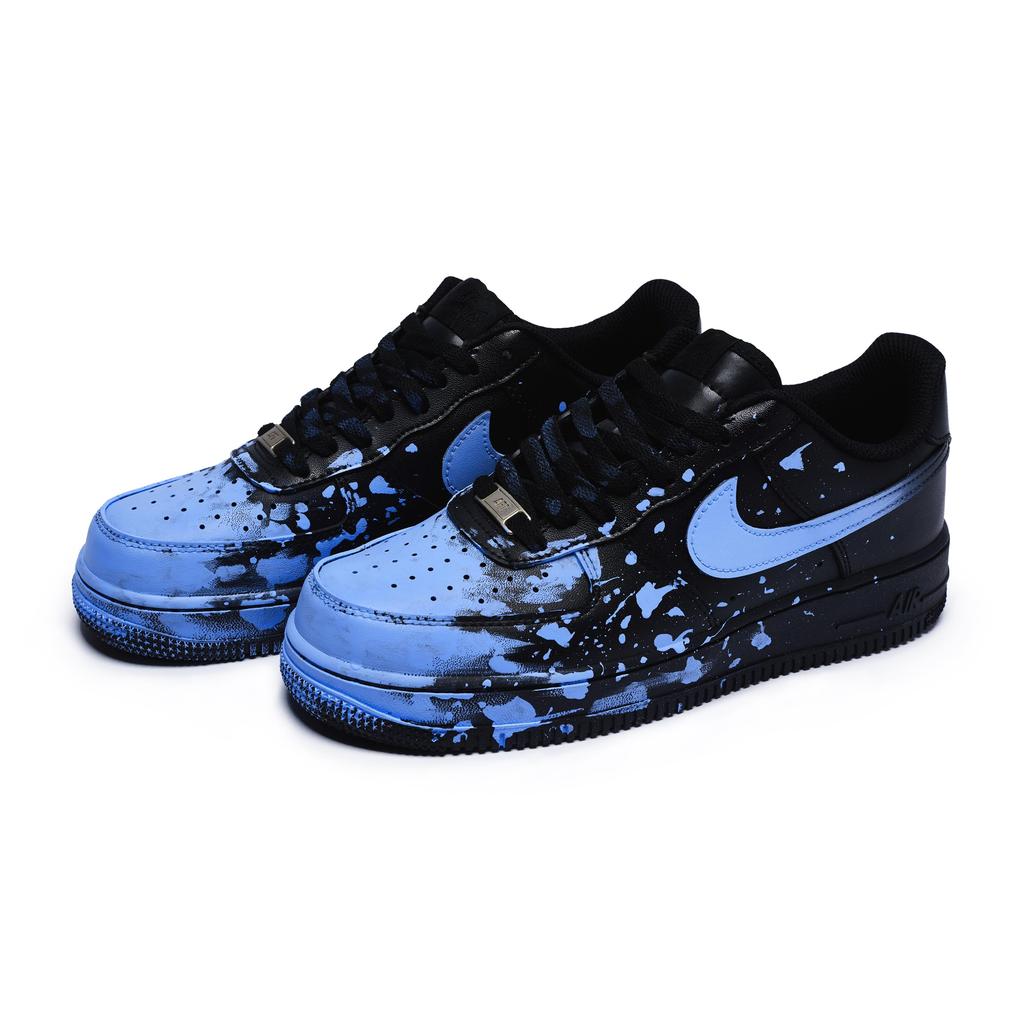 Nike Air Force 1 07 811 Manufacturing, Crazy Graffiti Blue, Special Shoe Box Low Top Skateboard Shoes Unisex Black Blue CW2288-001(Team80-S-BOX)