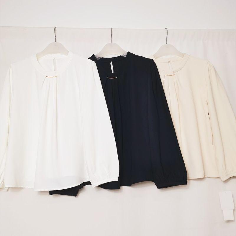 Export Japanese Single Tail Goods round Neck Pullover Long Sleeves Shirt Women's Stylish Business All-Matching Shirt Bottoming Shirt Small