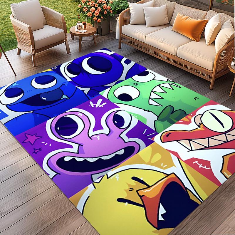 Game Rainbow Friends Print Rug, Washable Floor Carpet, For Entryway Dorm Laundry Room Office Study, Home Decor Birthday Christmas Gift