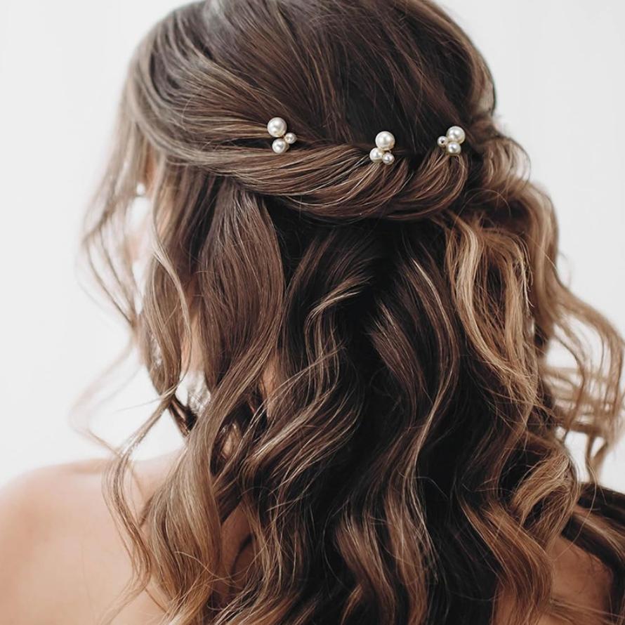 Women U-shaped Hairpin Pearl Barrette Clip Hairpins Leaf Bridal Hair Jewelry Accessories DIY Wedding Hairstyle Design Tools Gift