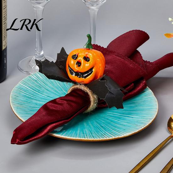 Holiday Table Setting Decor Halloween Napkin Ring, Pumpkin, Eyeball, Spider, Skull Holder Durable Rings for Dinner Decor, Party Supplies Ring