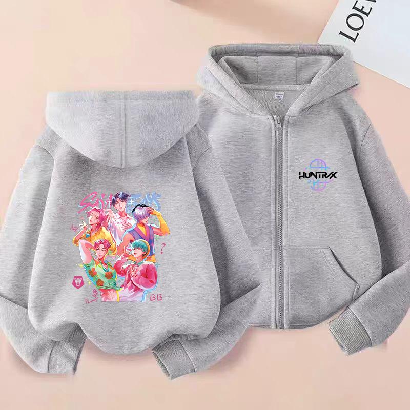 Lovci démonů K-pop Film Mikina na zip Módní Oversized Bunda Zapínací Mikina Streetwear