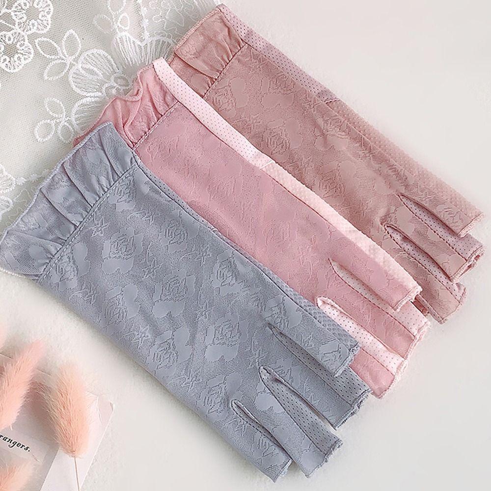 Non-slip Exposed Finger Gloves Thin Half-finger Gloves New Sun Protection Gloves  Women