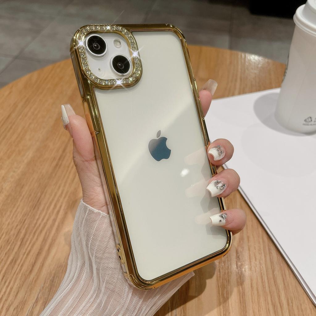 Suitable for IPhone15, Gradient Glitter Phone Case 14pro, Lens Glitter, Apple 13 Electroplated Anti-drop Protective Case