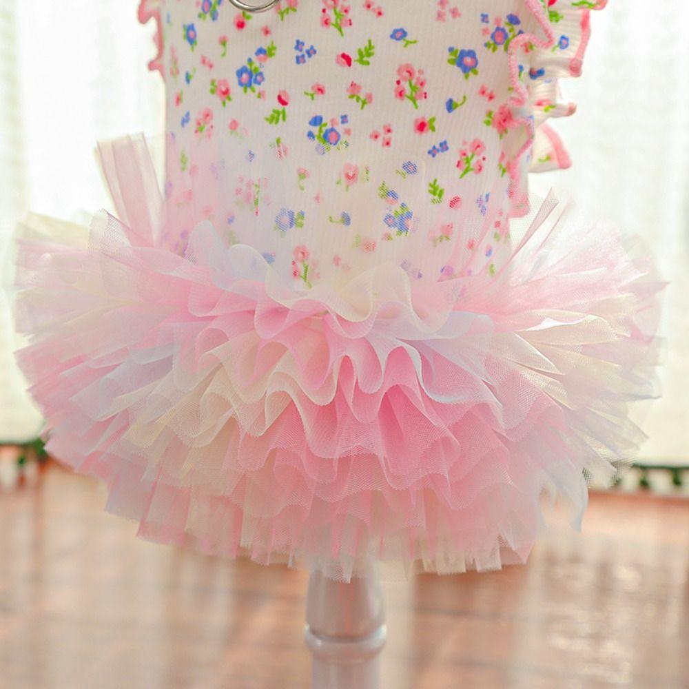 Soft Puppy Floral Vest Breathable Cat Cake Skirt Fashion Pet Summer Clothes  For Dogs and Cats
