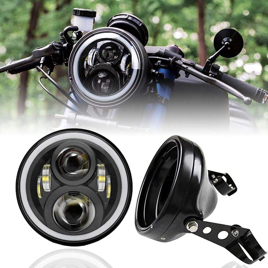 Samman LED Headlights with DRL Daytime Running and Turn with White 7-inch Shell, Function, Hi/Lo Switching, Lights/White Signals/Amber Rings,