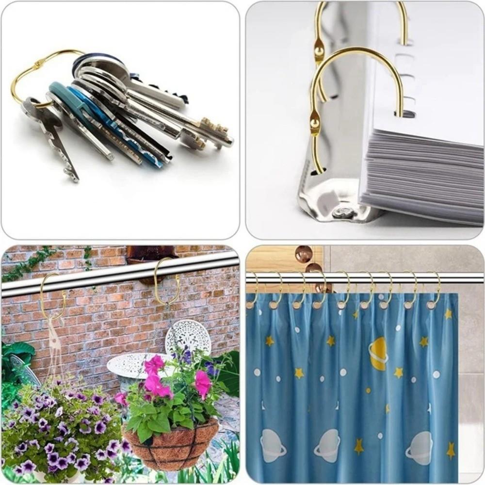 12pcs Oval Shower Curtain Hooks Rings Iron Gliding Hooks For Bathroom Curtains Rods