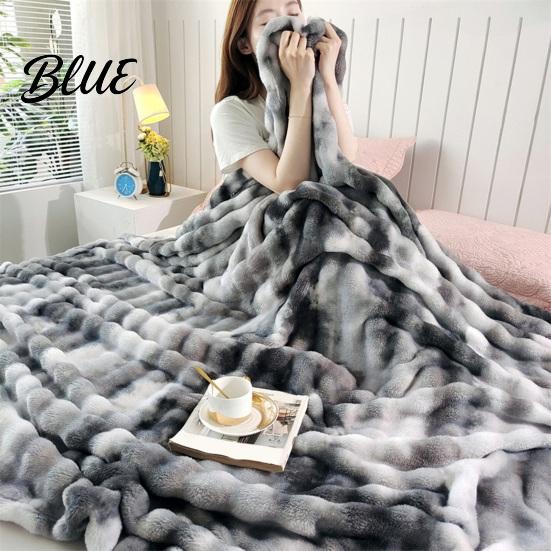 Plüsch-Überwurf 3D-Blasen-Decke Tie-Dye Kunst-Kaninchenfell-Textur Tragbar Büro-Nickerchen Fleece Weich Warm Gemütlich Dekorative Abdeckung für Couch Sofa Bett