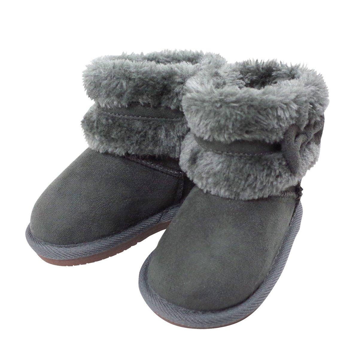 

MIKIHOUSE HOT BISCUITS Fur Side Ribbon Boots, Gray, 14cm, 73-9402-973