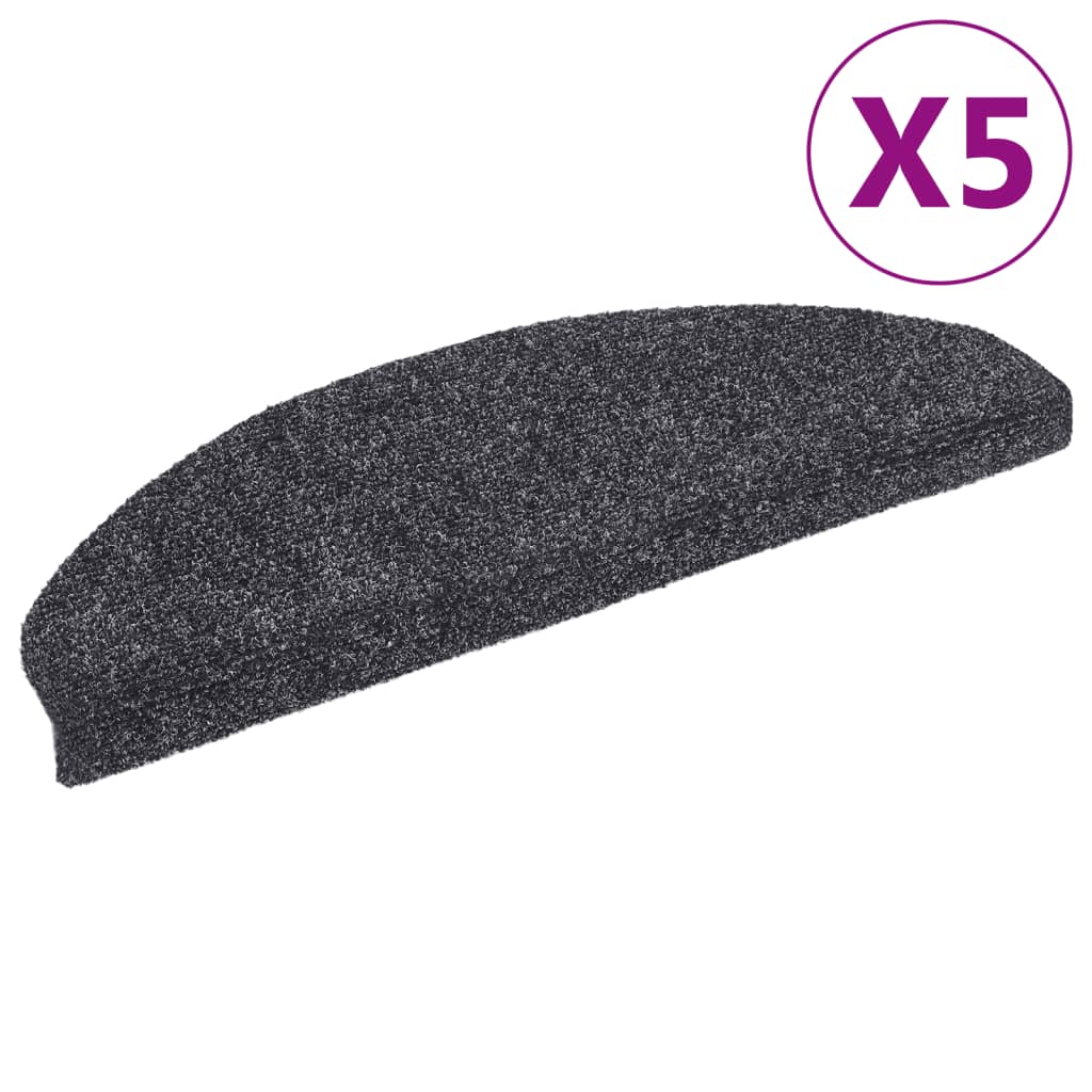 Self Adhesive Step Mats 5 pcs. 65 x 21 x 4 cm Dark Gray Semi Round Large