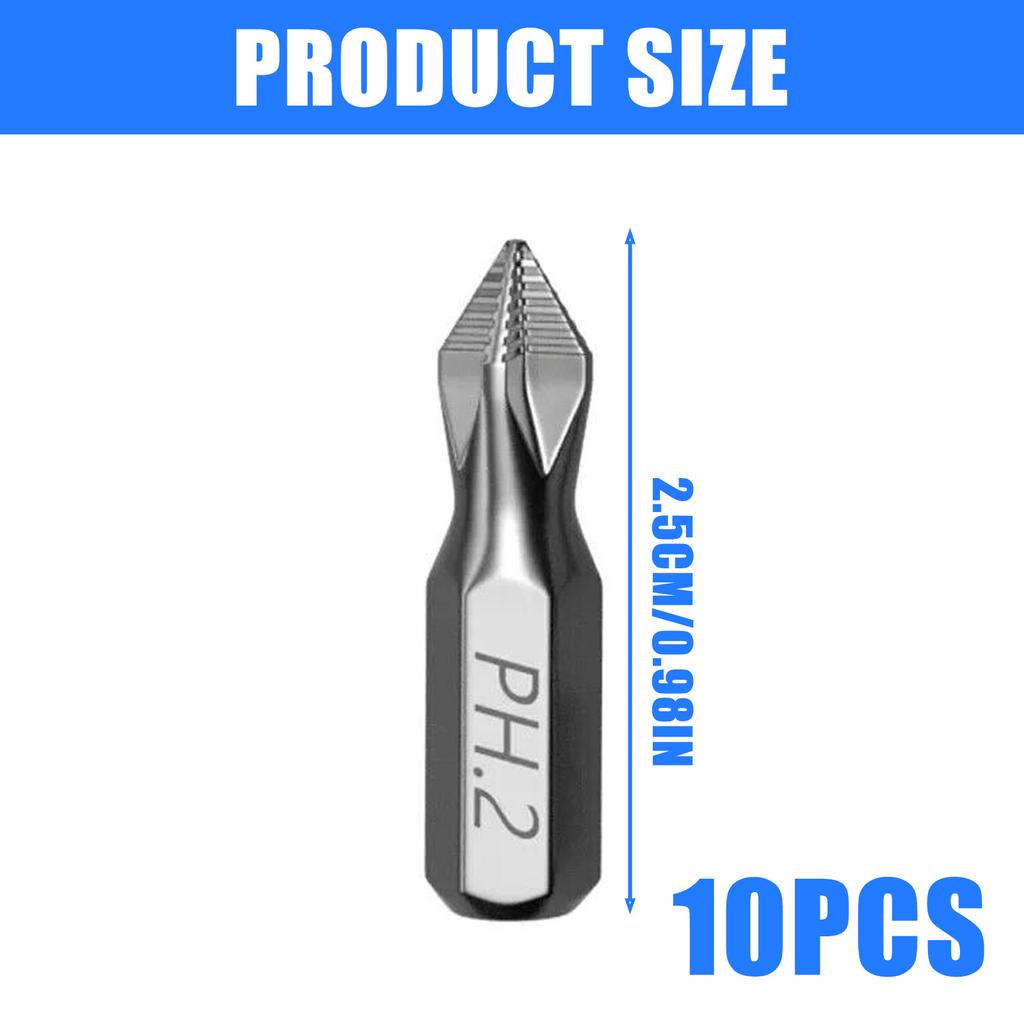 Pack Of 10 Antislip Impact Resistant 25mm Magnetic Screwdriver Bit For Wood Enhances Durability And Precise Home Repairs