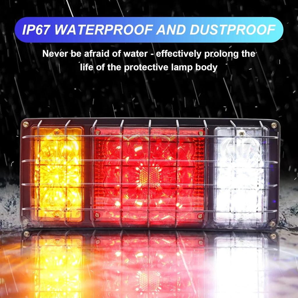 12V LED Truck Tail Lights, Universal Rear Lamps for Reverse, Running, Brake, and Stop Lights, for Trailers, Tractors, and Pickups.
