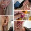 Huitan New Arrival Double Ear Studs Tassel Chains Hanging Earrings for Women Ear Piercing 3 Metal Color Luxury CZ Hot Jewelry