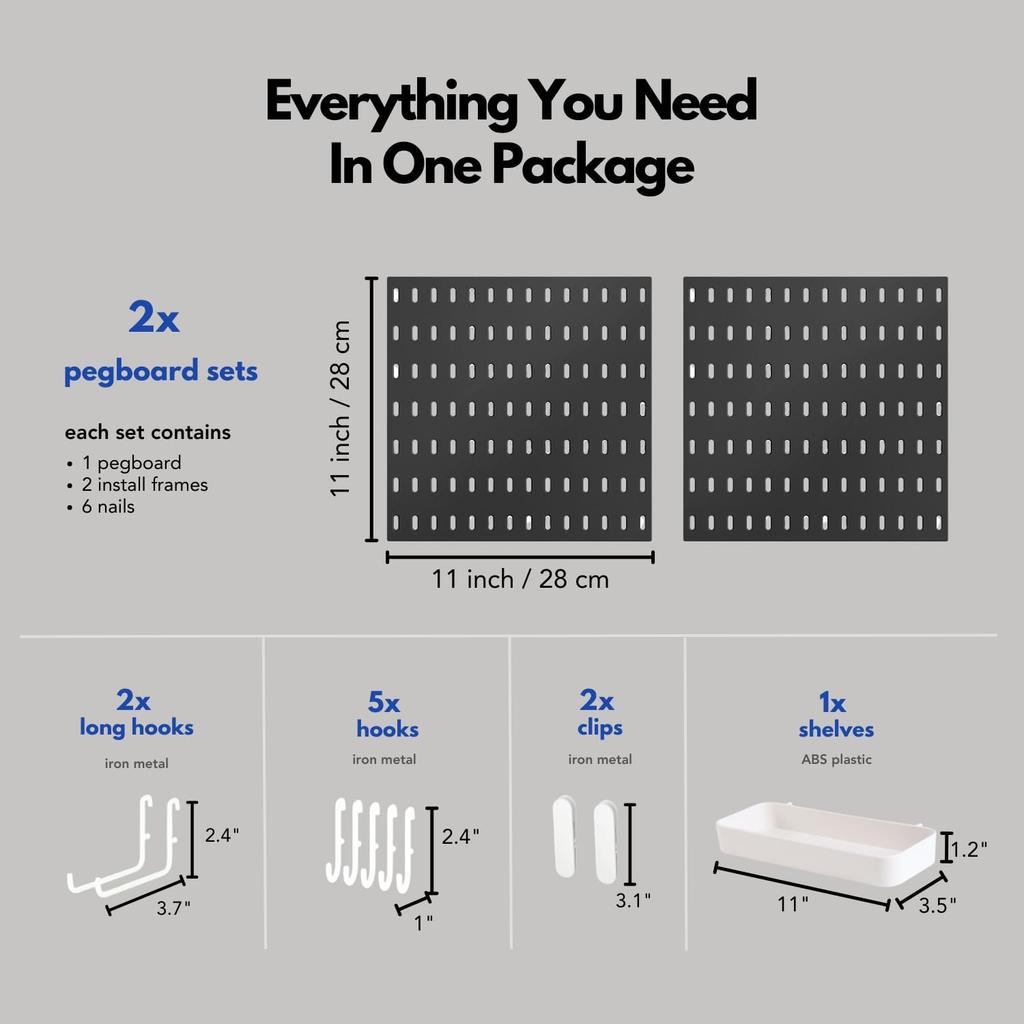 Pegboard Combination Kit, Pegboards and Accessories Modular Hanging for Wall Organizer, Crafts Organization, Ornaments Display, Nursery Storage