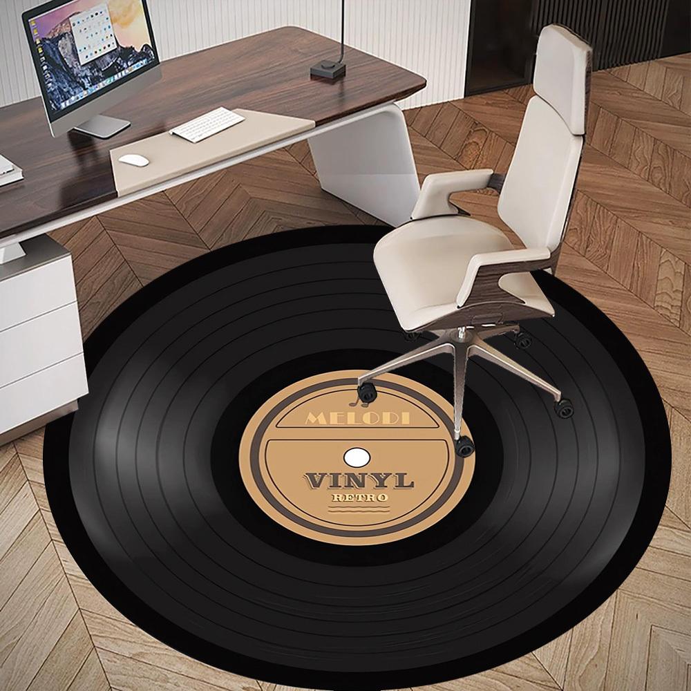 1pc Melodi Vinyl Round Chair mat Area Rug - Non-Slip, Floor Mat for Office, Bedroom, home decor Christmas Gift p0811158