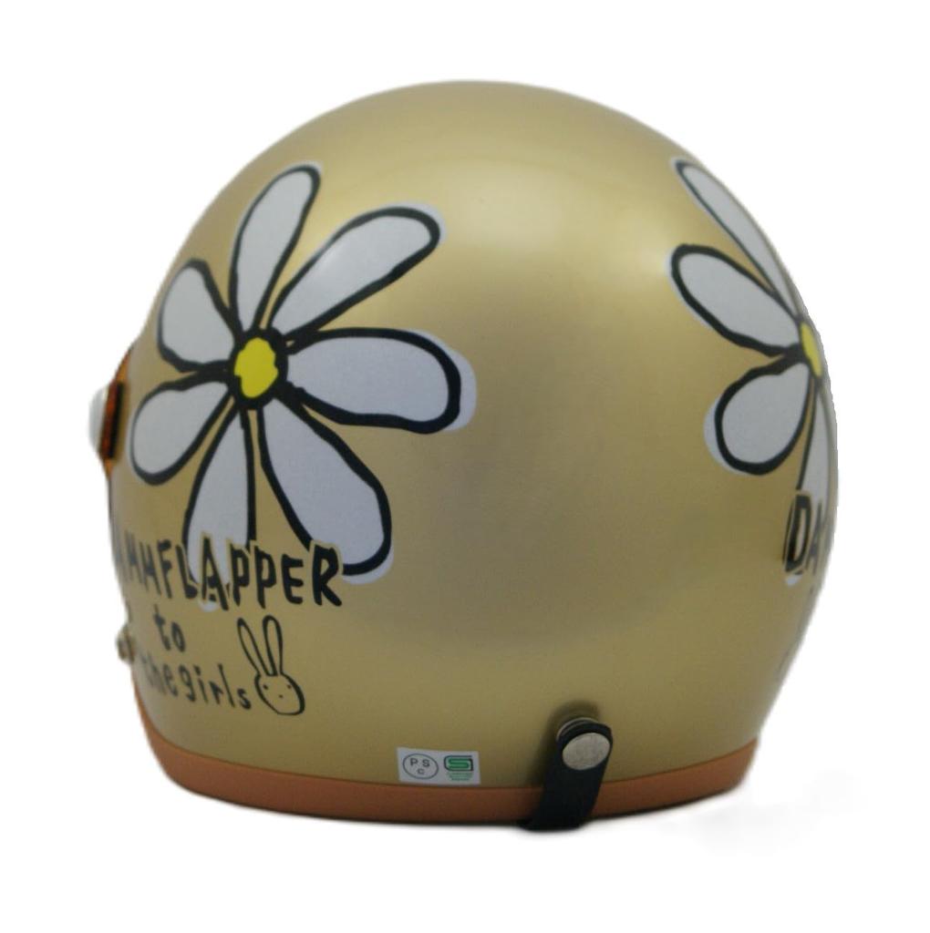 SUNUP Motorcycle Helmet Jet Type FLOWER Champagne Gold FREE SL-001 Size LADY'S (57-58cm) (Champagne Gold)
