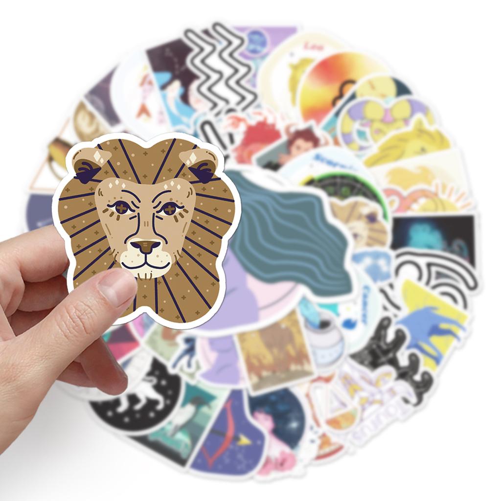 50 Bilder von zwölf Tierkreiszeichen Doodle Persönlichkeit Galaxie Kreativ Guka DIY Skateboard Wasserbecher Koffer Aufkleber