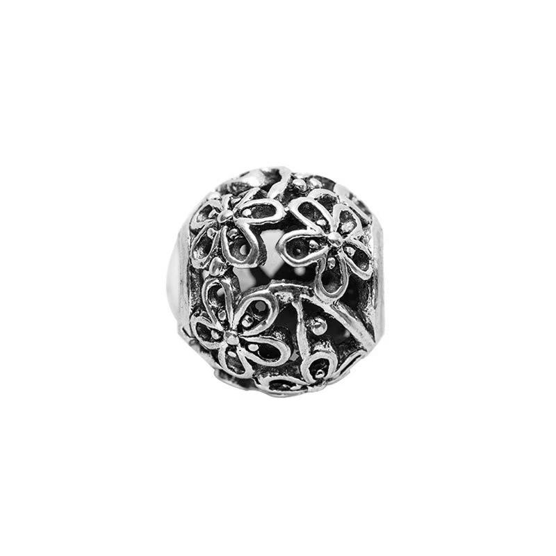

S925 Silver DIY Beading Materials Hollow Ball Beads Large Hole Spacer Beads Accessories For Handicrafts Lantern Beads Pumpkin Beads