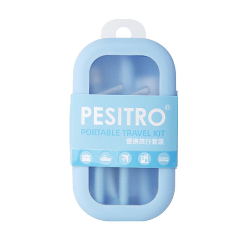 

1 Коробка Наборы для ухода за зубами Портативный дорожный набор для чистки зубов Съемная зубная щетка Зубная паста Межзубная щетка Коробка для хранения синий