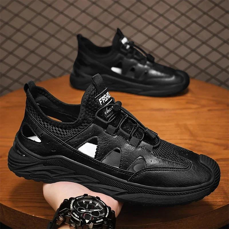Fashion Summer Autumn Men's Mesh Casual Sneakers Breathable Sports Slippers for Men Lace-up Outdoor Male Non-slip Sneaker New Fashion