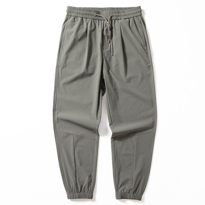 Men's Pants Summer Thin Comfortable Quick-Drying Waterproof Antibacterial Ankle Banded Pants Micro Elastic Tapered Loose Breathable Casual Pants