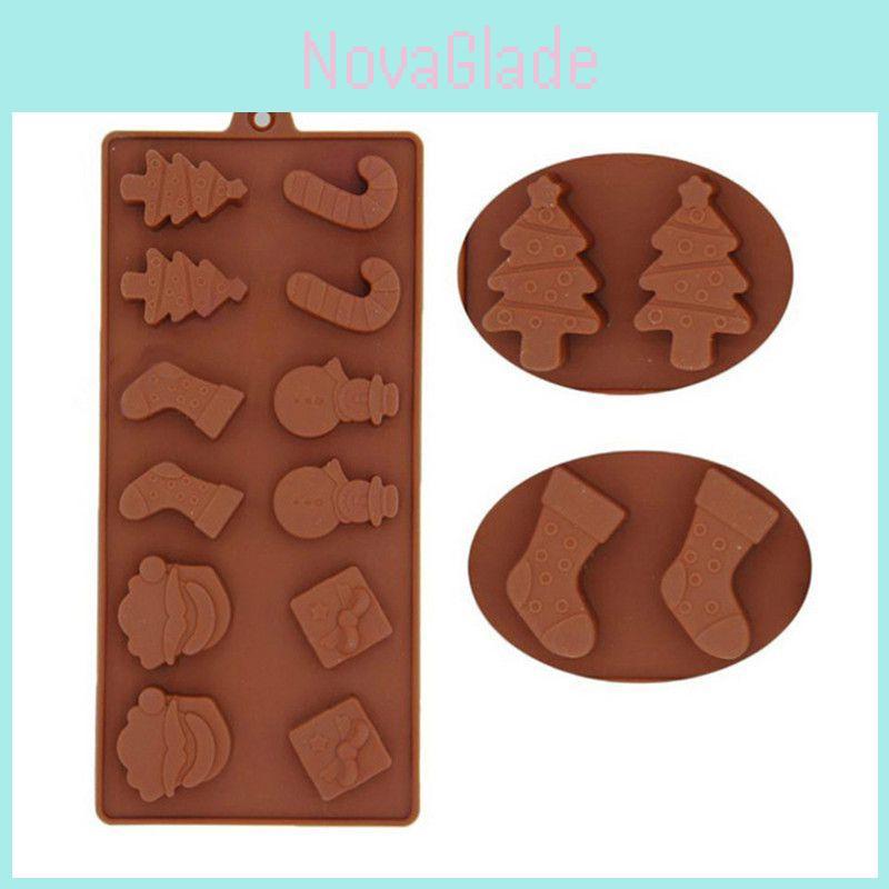 Christmas Santa Chocolate Silicone Mould With Reindeer Santa And Snowman Designs