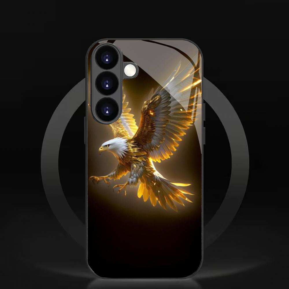 Högtempererat Glasfodral med Örnmotiv Lämpligt för Samsung Galaxy S26 S25 S24 S23 S22 S20 FE/Ultra/Plus Reptåligt