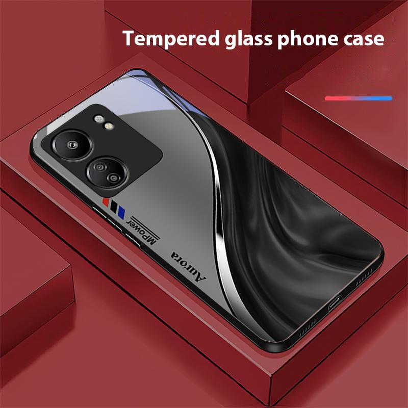 Vattenflödesmönster För Xiaomi Redmi 13C Note13 12 Pro Plus 5G Note 9 13T Pro POCO X6 F5 F6 Svart Härdat Glas Telefonskal